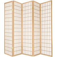 Legacy Decor 5 Panels Room Divider Privacy Screen Partition Shoji Style 71 Tall X 875 Wide Natural Finish