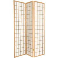 Legacy Decor 3 Panels Room Divider Privacy Screen Japanese Shoji Style Natural Finish 71 Tall X 52 Wide