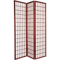 Legacy Decor 3 Panels Room Divider Privacy Screen Japanese Shoji Style Cherry Color