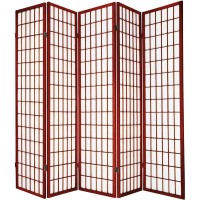 Legacy Decor 5 Panels Room Divider Privacy Screen Partition Shoji Style 71 Tall X 875 Wide Cherry Finish