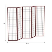 Legacy Decor 5 Panels Room Divider Privacy Screen Partition Shoji Style 71 Tall X 875 Wide Cherry Finish