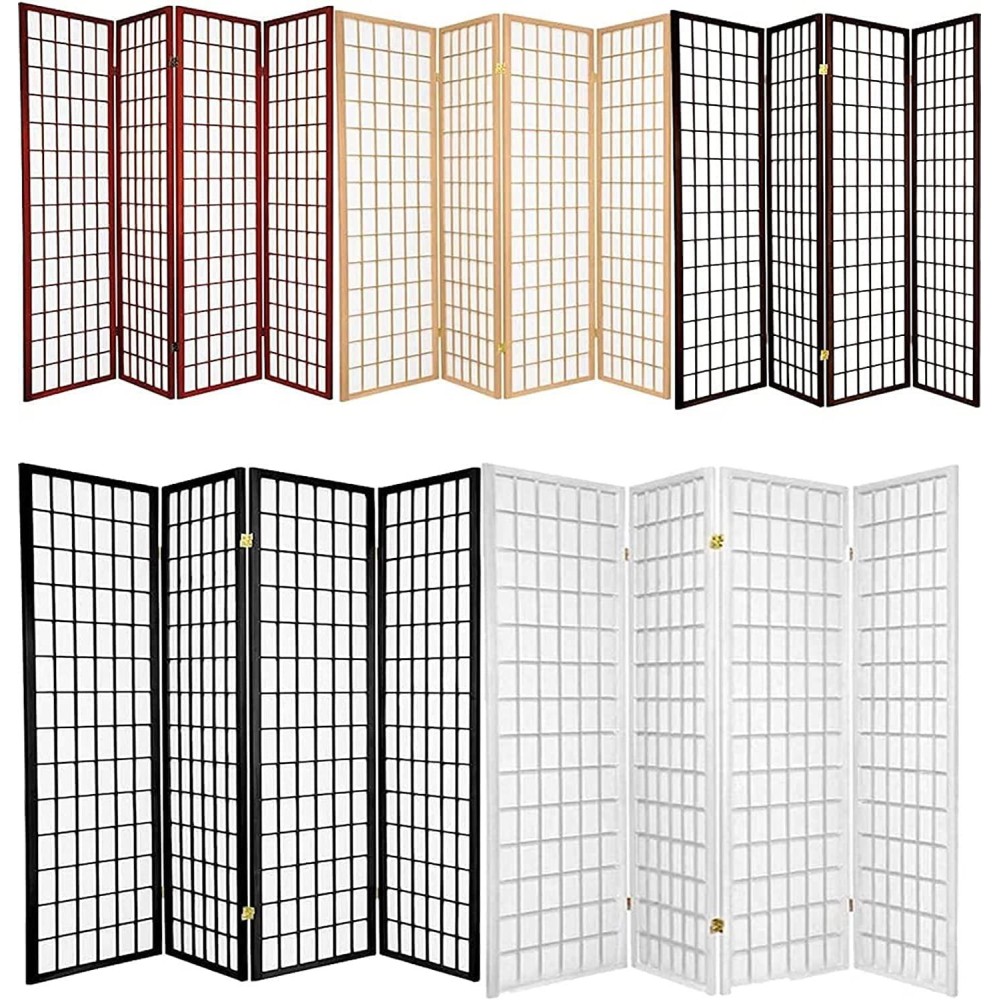 Legacy Decor 4 Panels Room Divider Privacy Screen Japanese Shoji Style Cherry Color 71 Tall X 70 Wide