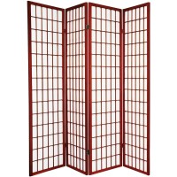 Legacy Decor 4 Panels Room Divider Privacy Screen Japanese Shoji Style Cherry Color 71 Tall X 70 Wide