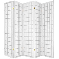 Legacy Decor Japanese Style Room Screen Divider Black Cherry Natural Espresso Or White Color 5 Panel White