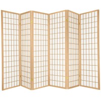 Legacy Decor 6 Panels Room Divider Privacy Screen Japanese Shoji Style Natural Finish 71 Tall X 104 Wide