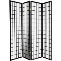 Legacy Decor 4 Panels Japanese Style Room Screen Divider Black