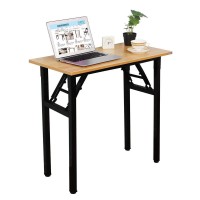 Dlandhome 31.5 Inches Small Computer Desk For Home Office Folding Table Writing Table For Small Spaces Study Table Laptop Desk No Assembly Required Teak And Black Dnd-Ac5Bb-8040