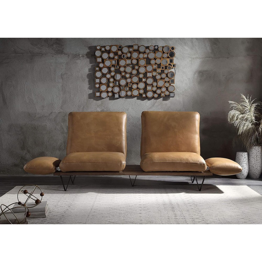 Acme Narech Top Grain Leather Sofa with Swivel in Nutmeg