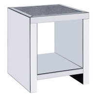 Benjara Wood And Mirror End Table With One Shelf, Clear