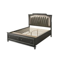 Queen Bed in PU Metallic Gray