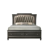 Queen Bed in PU Metallic Gray