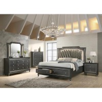 Queen Bed in PU Metallic Gray