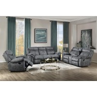 Acme Zubaida Reclining Loveseat With Usb Dock And Console In 2-Tone Gray Velvet