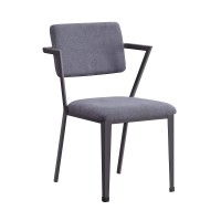 Acme Cargo Upholstered Dining Arm Chair In Gray And Gunmetal Set Of 2
