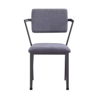 Acme Cargo Upholstered Dining Arm Chair In Gray And Gunmetal Set Of 2