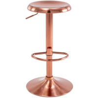 Brage Living Adjustable Bar Stool, Swivel Round Metal Airlift Barstool, Backless Counter Height Bar Chair For Kitchen Dining Room Pub Cafe, 1 Pc (Rose Gold)