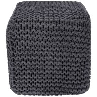 Redearth Cube Pouf Foot Stool Ottoman Hand Knitted Coffee Table Cotton Cord Boho Pouffe Home D Cor Poof Stuffed Footre