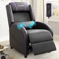 Homall Gaming Massage Recliner Chair Racing Style Single Living Room Sofa Recliner Pu Leather Recliner Seat Comfortable Ergonomic Home Theater Seating (Purple)