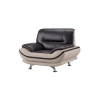 Benjara Faux Leather Upholstered Wooden Chair With Slender Legs Support, Dark Brown And Beige,