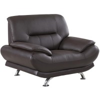 Benjara Leather Upholstered Wooden Chair With Bustle Cushion Back And Pillow Top Armrest, Dark Brown,