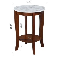 Convenience Concepts American Heritage Round End Table White Faux Marble Espresso