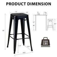 Furmax 30 Inches Metal Bar Stools Bar Height High Backless Stools Indoor Outdoor Stackable Kitchen Stools Set Of 4 Black Gold