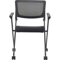 Lorell Plastic Arms Mesh Back Nesting Chair Black Fabric Seat Metal Frame 2 Carton