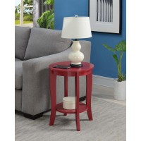 Convenience Concepts American Heritage Round End Table Cranberry Red