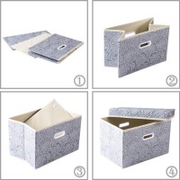 Prandom Large Storage Boxes With Lids 3Pack Fabric Decorative Storage Bins Cubes Organizer Containers Baskets With Handles Fo