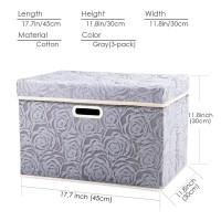 Prandom Large Storage Boxes With Lids 3Pack Fabric Decorative Storage Bins Cubes Organizer Containers Baskets With Handles Fo