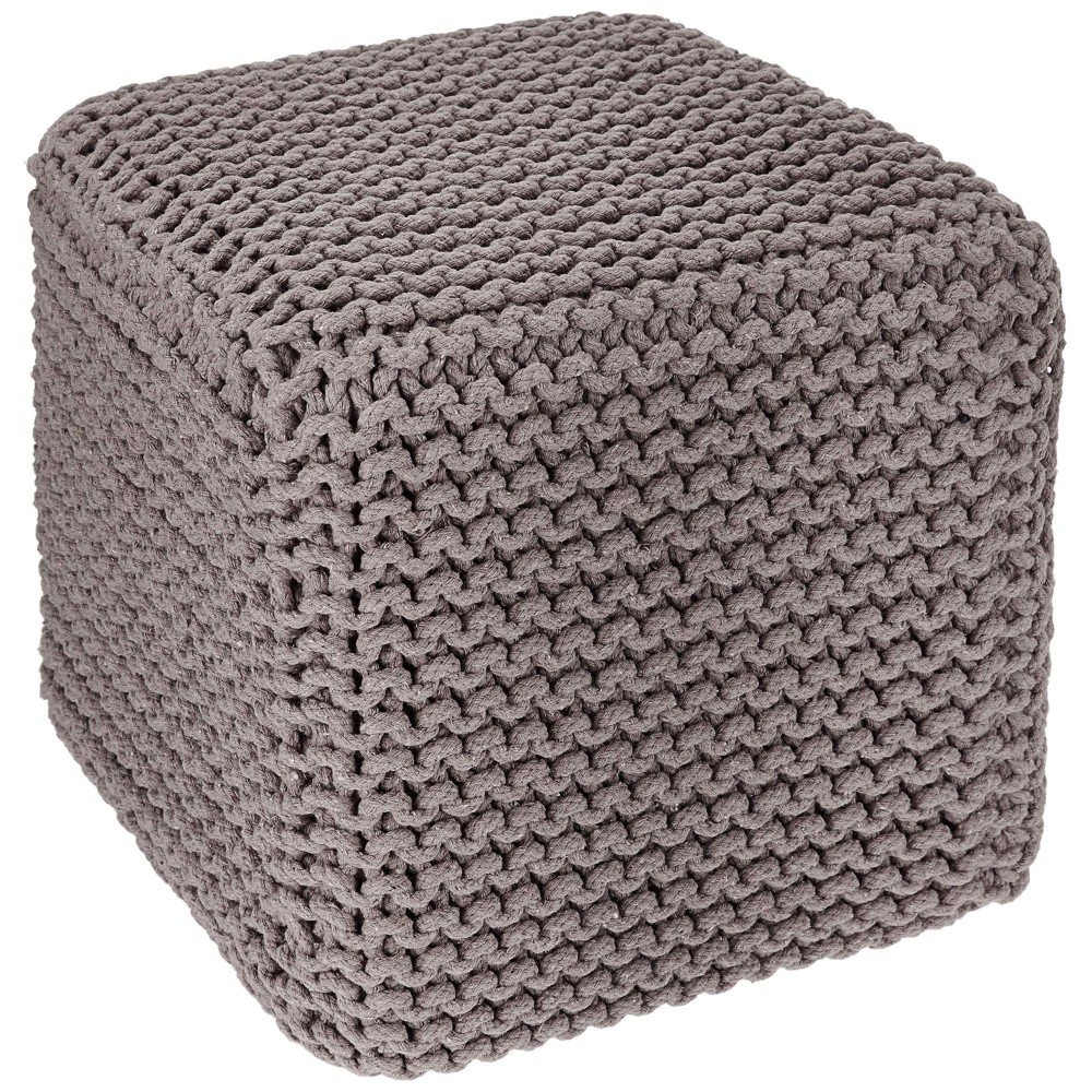 Redearth Cube Hand Knitted Pouf Foot Stool Ottoman Cord Boho Pouffe Poof Accent Stuffed Table Or Footrest For Living Room