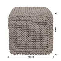 Redearth Cube Hand Knitted Pouf Foot Stool Ottoman Cord Boho Pouffe Poof Accent Stuffed Table Or Footrest For Living Room