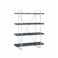 Grimma 4Shelf Bookcase Rustic Grey Herringbone