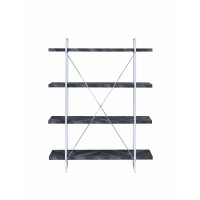 Grimma 4Shelf Bookcase Rustic Grey Herringbone