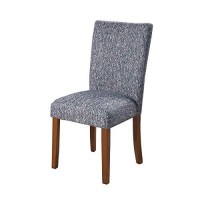 Benjara Textured Fabric Upholstered Parson Dining Chair With Wooden Legs, Set Of Two, Blue And Brown
