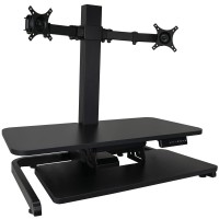 Anthrodesk Electric Sit Stand Desk Converter (Dual Monitor Black)