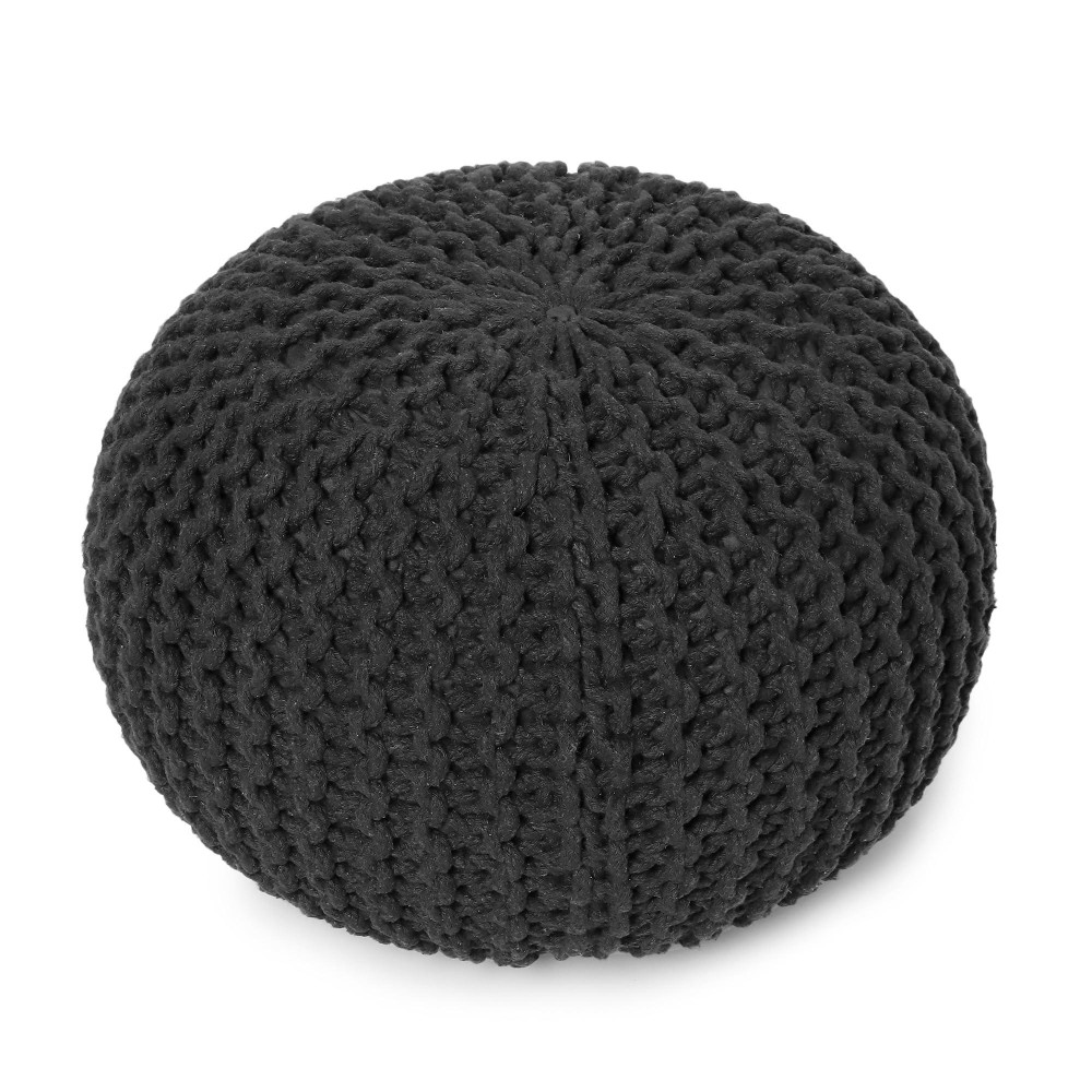 Redearth Round Pouf Foot Stool Ottoman Cotton Hand Knitted Dori Pouffe Cord Boho Home D Cor Stuffed Cable Poof For Livin