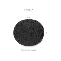 Redearth Round Pouf Foot Stool Ottoman Cotton Hand Knitted Dori Pouffe Cord Boho Home D Cor Stuffed Cable Poof For Livin