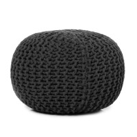 Redearth Round Pouf Foot Stool Ottoman Cotton Hand Knitted Dori Pouffe Cord Boho Home D Cor Stuffed Cable Poof For Livin