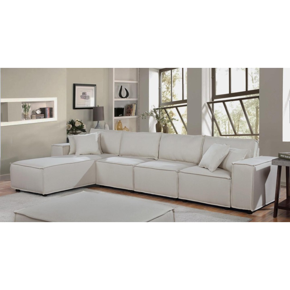 Ermont Sofa With Reversible Chaise In Beige Linen