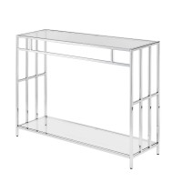 Convenience Concepts Mission Glass Console Table Clear Glass Chrome