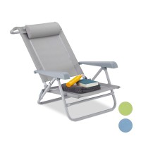 Relaxdays Tumbona Plegable Con Reposacabezas, Abrebotellas Y Reposabrazos, Poli?Ster Y Acero, Gris Folding Sun Lounger With Headrests, Bottle Openers And Armrests, Polyester And Steel, Grey