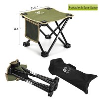 Camping Stool, Folding Samll Chair Portable Camp Stool For Camping Fishing Hiking Gardening And Beach, Camping Seat With Carry Bag (Green, L 13.5