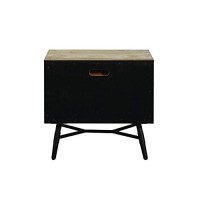 Benjara Two Drawer Wooden Nightstand With Metal Angled Legs, Brown And Black