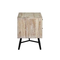 Benjara Two Drawer Wooden Nightstand With Metal Angled Legs, Brown And Black