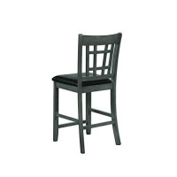 Benjara Cutout Back Wooden Counter Height Chair With Leatherette Seat, Gray And Black, Set Of Two