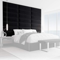 Vnt Upholstered Wall Panels - King/Cal King Size Wall Mounted Headboards - Plush Velvet Black - Pack Of 4 Panels (Each Individual Panel 39