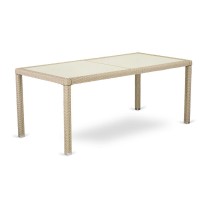 Wicker Patio Table Cream HLUTG53V