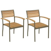 vidaXL Stackable Outdoor Chairs 2 pcs Solid Acacia Wood and Steel 44236
