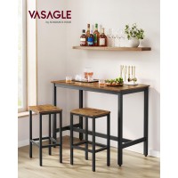 Vasagle Bar Table Set, With 2 Bar Stools, Dining Table Set, Kitchen Counter With Bar Chairs, Industrial, Living Room, Party Room, Rustic Brown And Black Ulbt15X